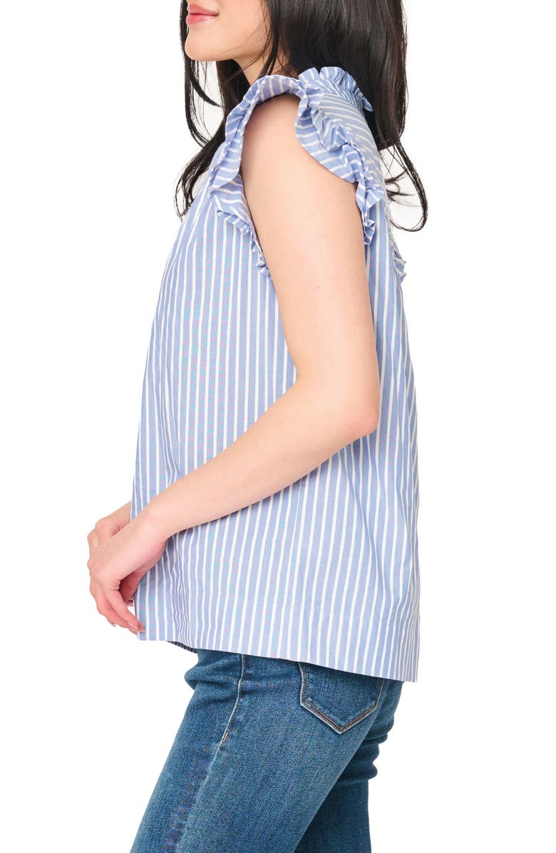 GIBSONLOOK Stripe Flutter Sleeve Poplin Top, Alternate, color, French Blue White Stripe