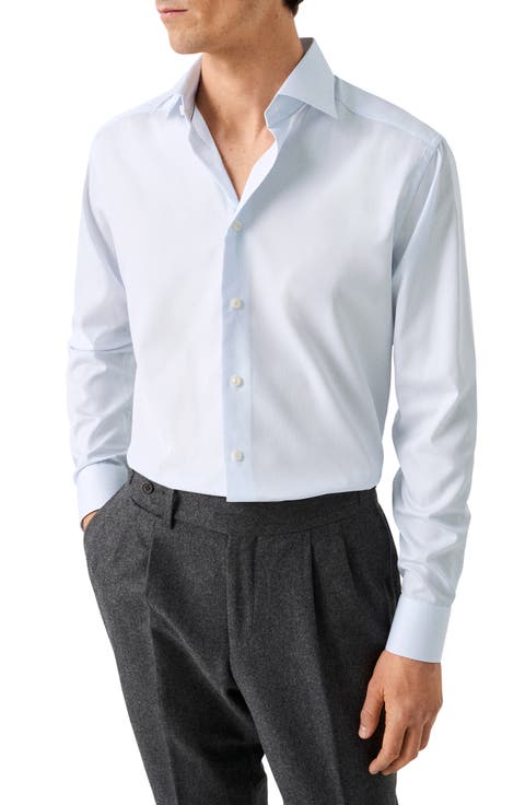 Contemporary Fit Pinstripe Cotton Twill Dress Shirt (Regular & Big)