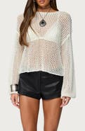EDIKTED Charlise Sequin Open Knit Top