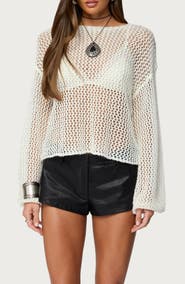 EDIKTED Charlise Sequin Open Knit Top