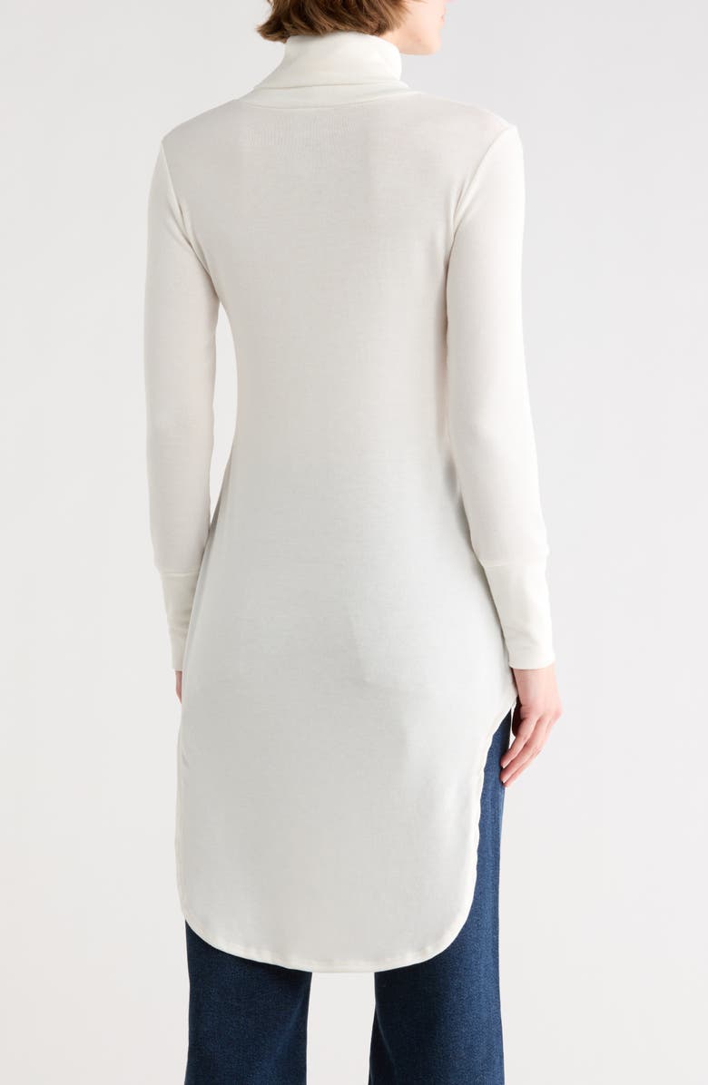 GO COUTURE Turtleneck High-Low Tunic Sweater, Alternate, color, Ivory