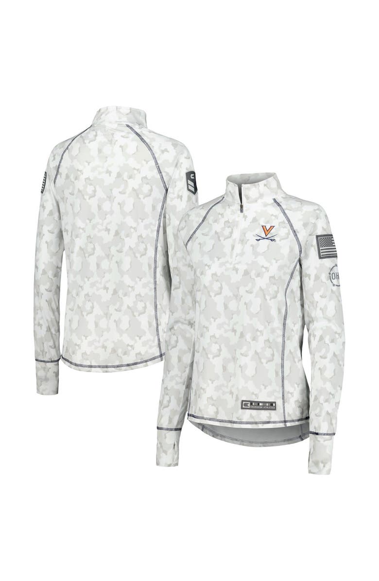 COLOSSEUM Women's Colosseum Camo Virginia Cavaliers OHT Military Appreciation Officer Arctic Lightweight Quarter-Zip Top, Main, color, Camo
