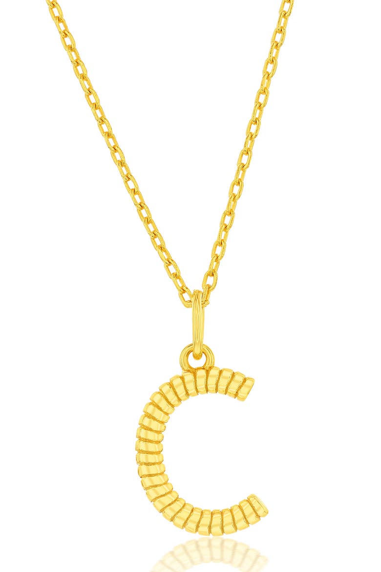 Croissant Initial Pendant Necklace, Main, color, GOLD- C
