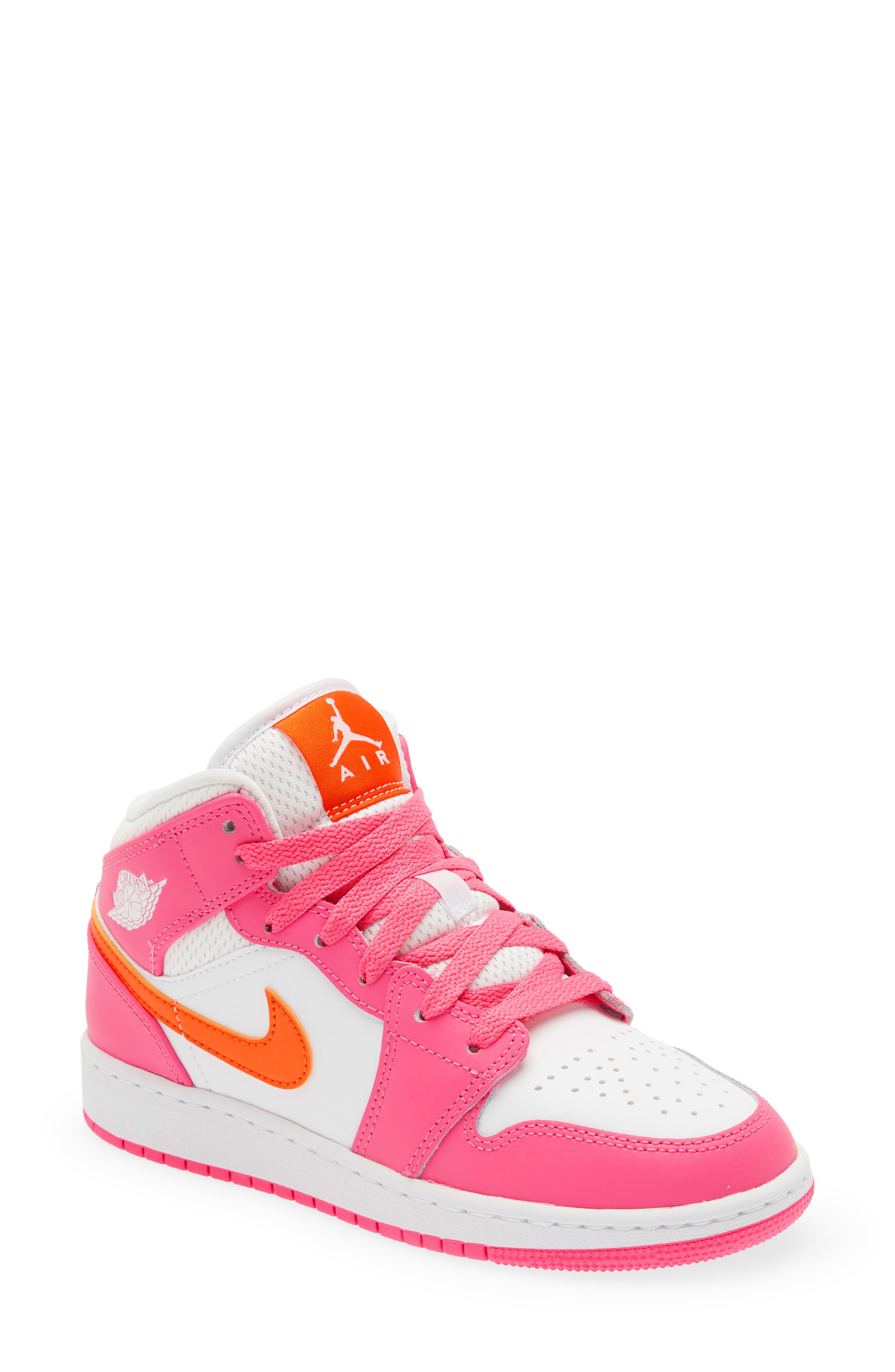 Jordan Air Jordan 1 Mid Sneaker, Main, color, Pinksicle/ Orange/ White