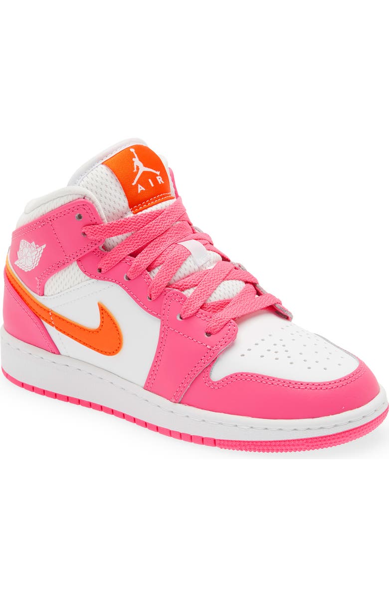 Jordan Air Jordan 1 Mid Sneaker, Main, color, Pinksicle/ Orange/ White