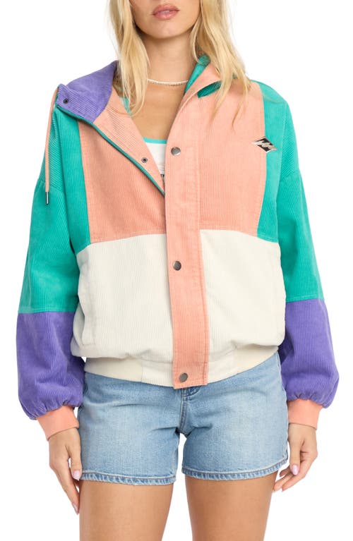 Billabong Set The Tone Hooded Corduroy Jacket In Multi