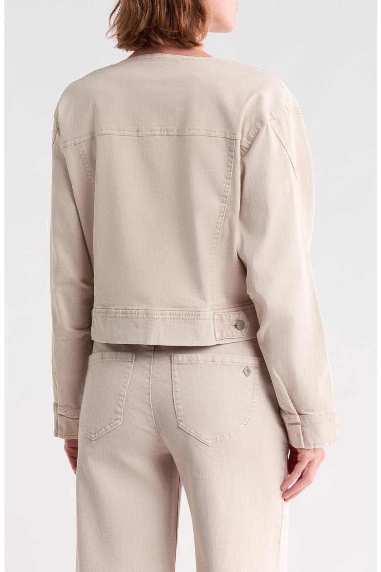 Barrel Sleeve Denim Moto Jacket, Alternate, color, WASHED LINEN