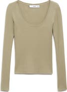 MANGO Scoop Neck Crop Rib Sweater