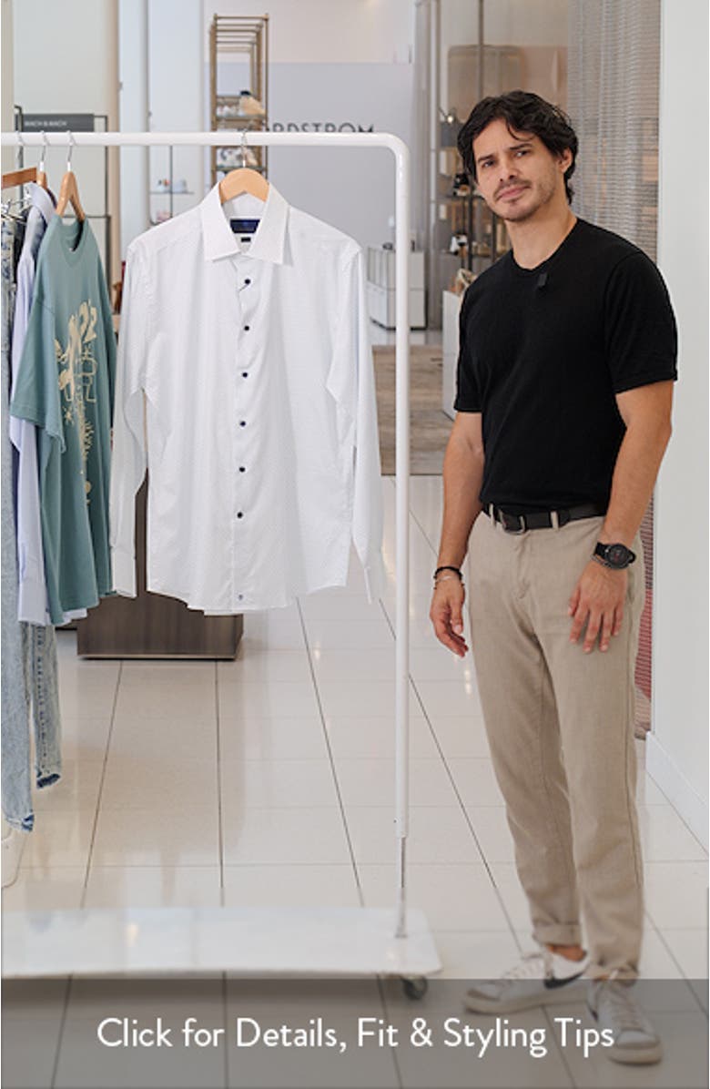 Trim Fit Neat Cotton Herringbone Dress Shirt, sales video thumbnail