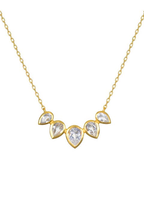 Commence with Clarity White Topaz Lotus Petal Necklace