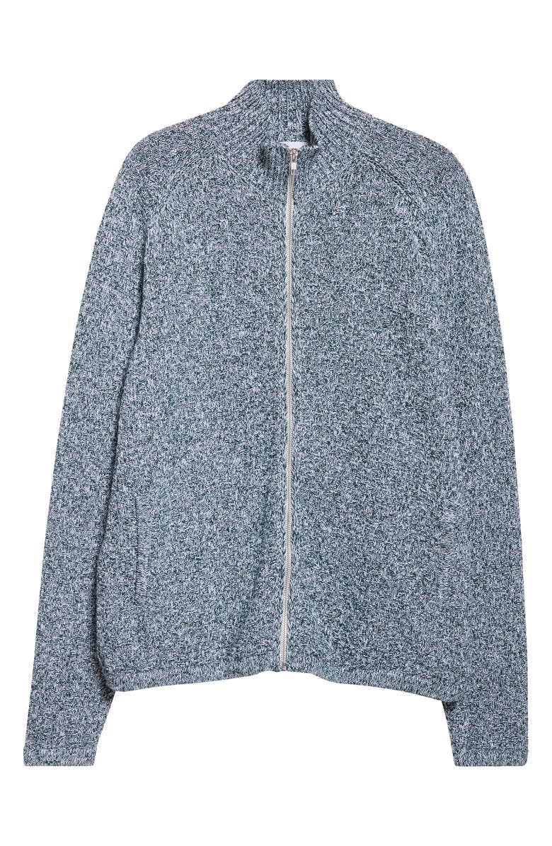 PALMES Mélange Cotton Blend Full Zip Sweater, Main, color, Off-White/ Green