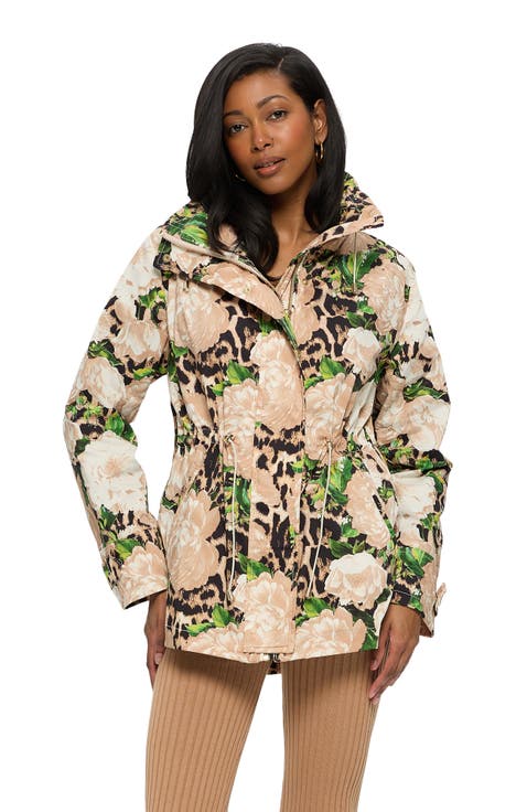 Lightweight Floral Printed Jacket With Concealed Hood