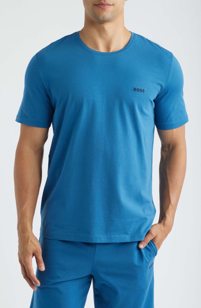 BOSS Mix Match Stretch Cotton Pajama T-Shirt, Main, color, Open Blue