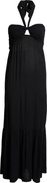 Elan Tiered Halter Maxi Cover-Up Dress