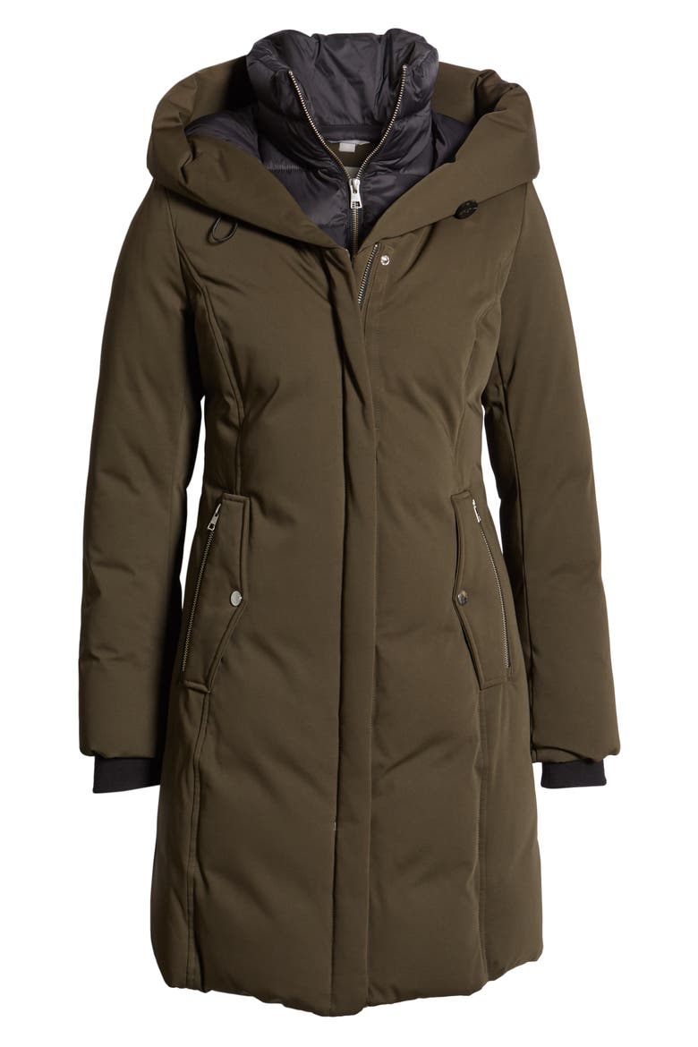 Slim Fit Hooded Down Coat, Alternate, color, ARMY