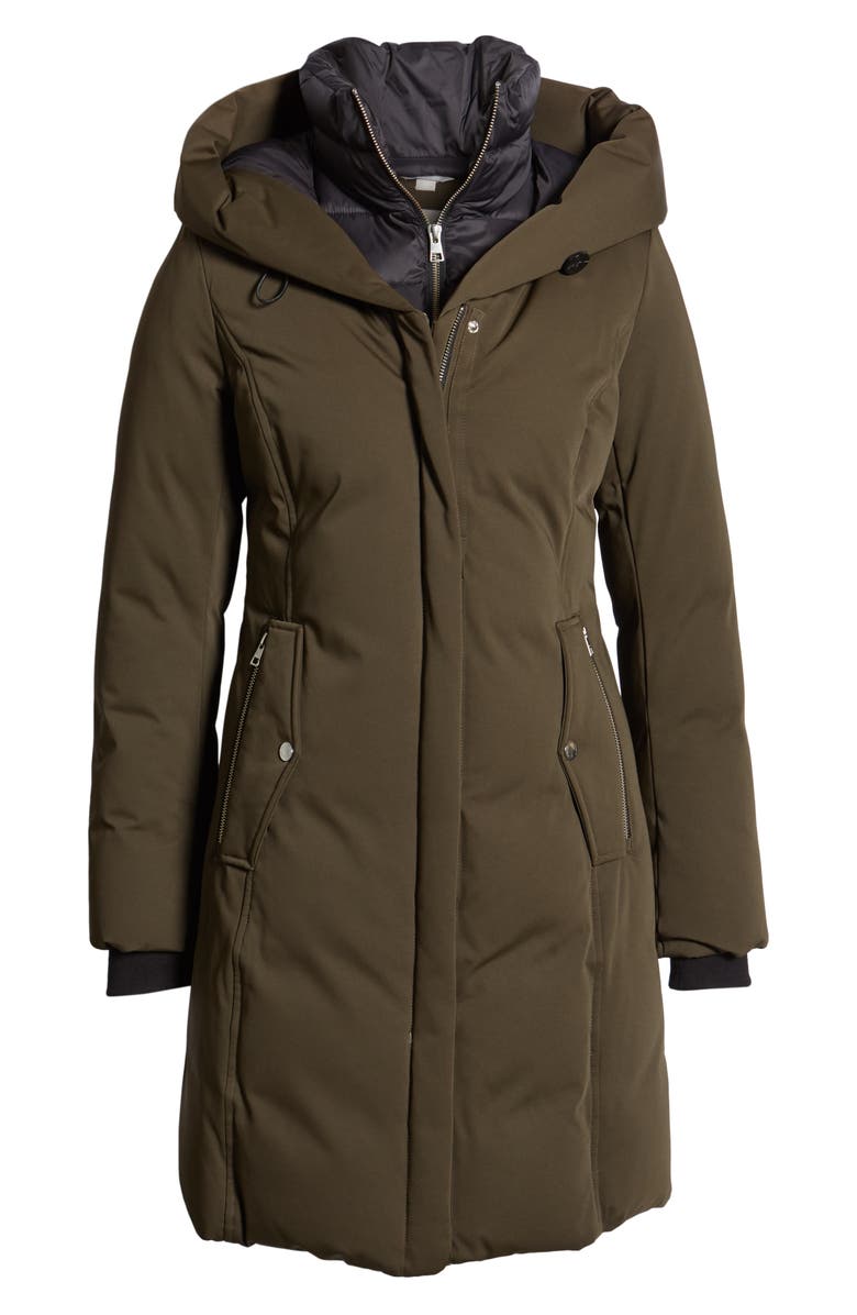 Soia 
Kyo Slim Fit Hooded Down Coat, Alternate, color, Army