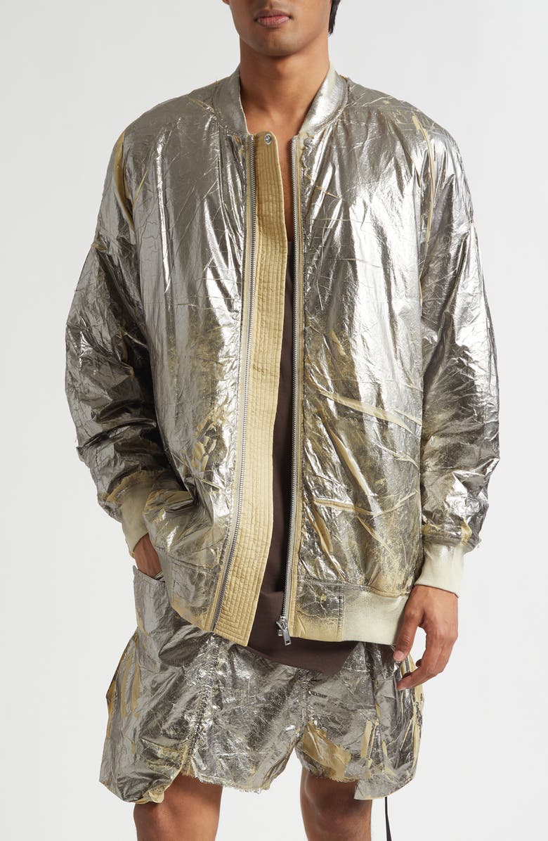 Rick Owens DRKSHDW Jumbo Peter Flight Metallic Jacket, Main, color, Palladium