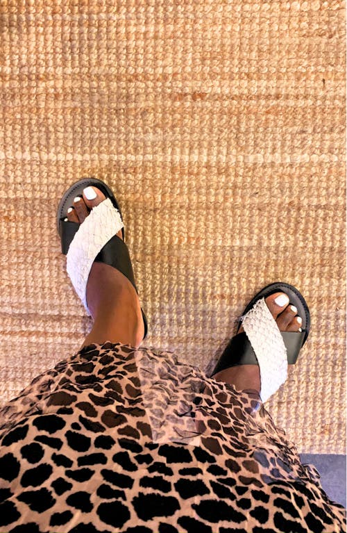 Sarep + Rose Pike Leather Sandal In Black And White