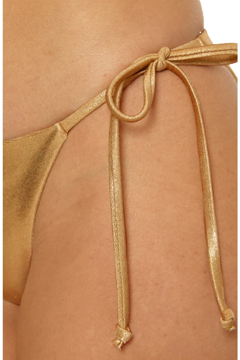 Liquid Metal Side Tie Bikini Bottoms, Alternate, color, GOLD