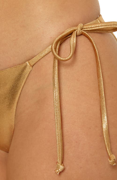 Becca Liquid Metal Side Tie Bikini Bottoms In Brown