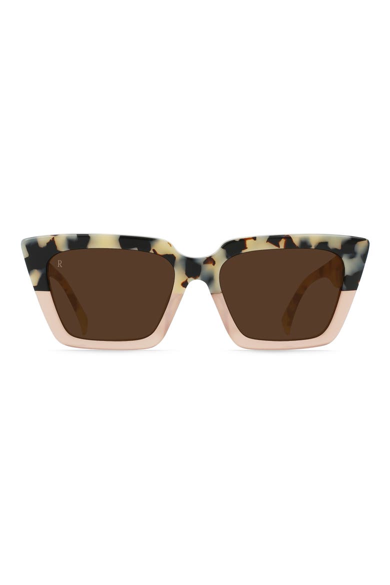 Keera 54mm Polarized Cat Eye Sunglasses, Main, color, IVORY CORAL/ CAROB
