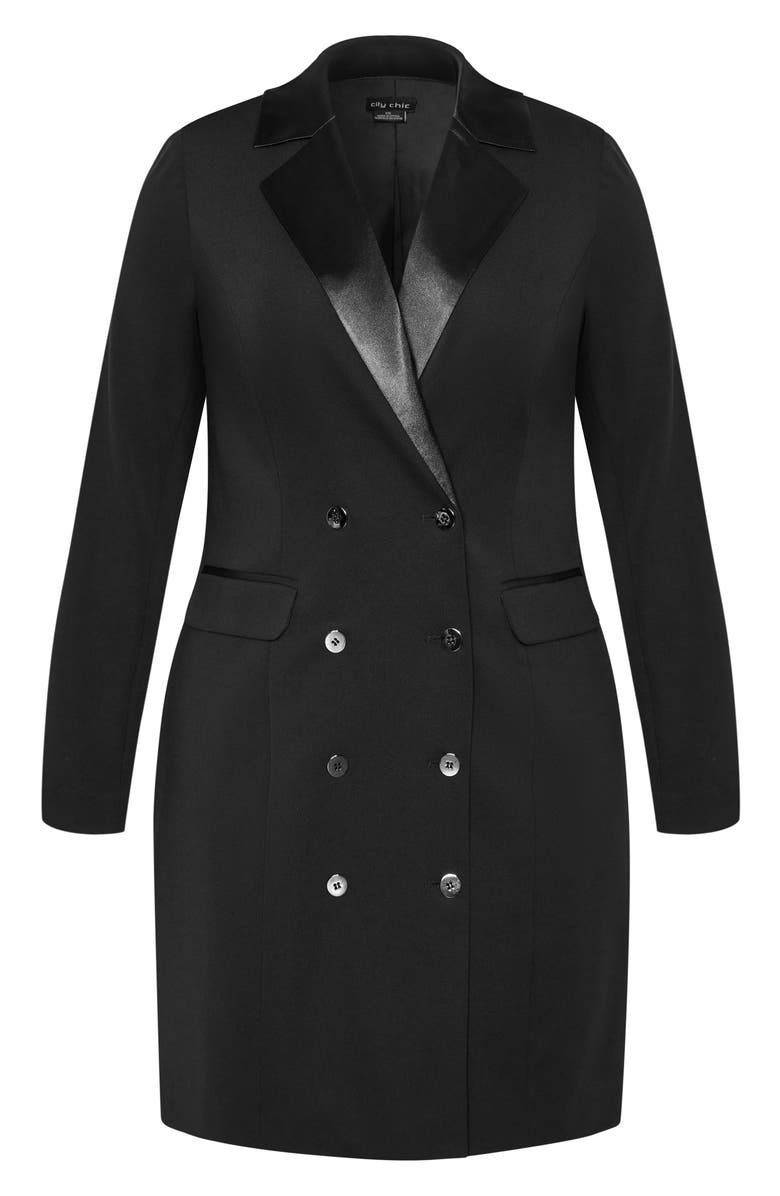 City Chic Long Sleeve Tuxedo Dress, Alternate, color,