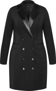 City Chic Long Sleeve Tuxedo Dress