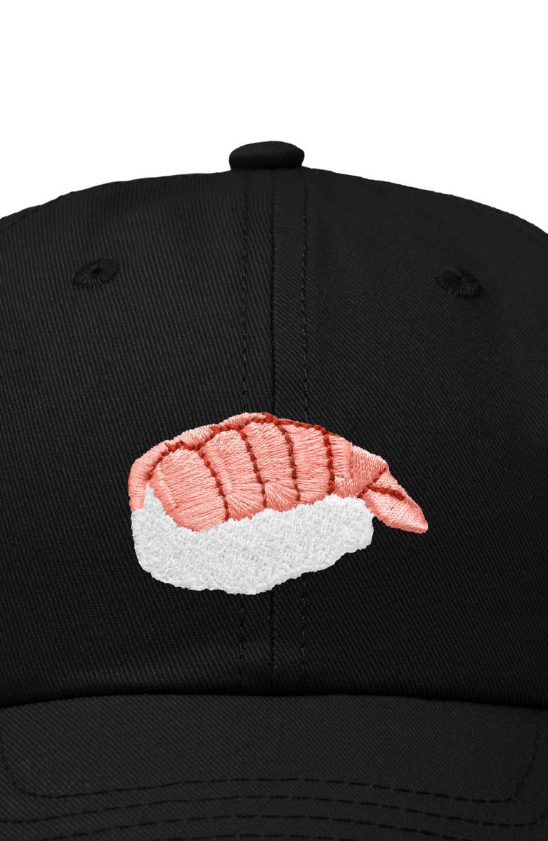 Dalix Shrimp Sushi Embroidered Dad Cap, Alternate, color, Black