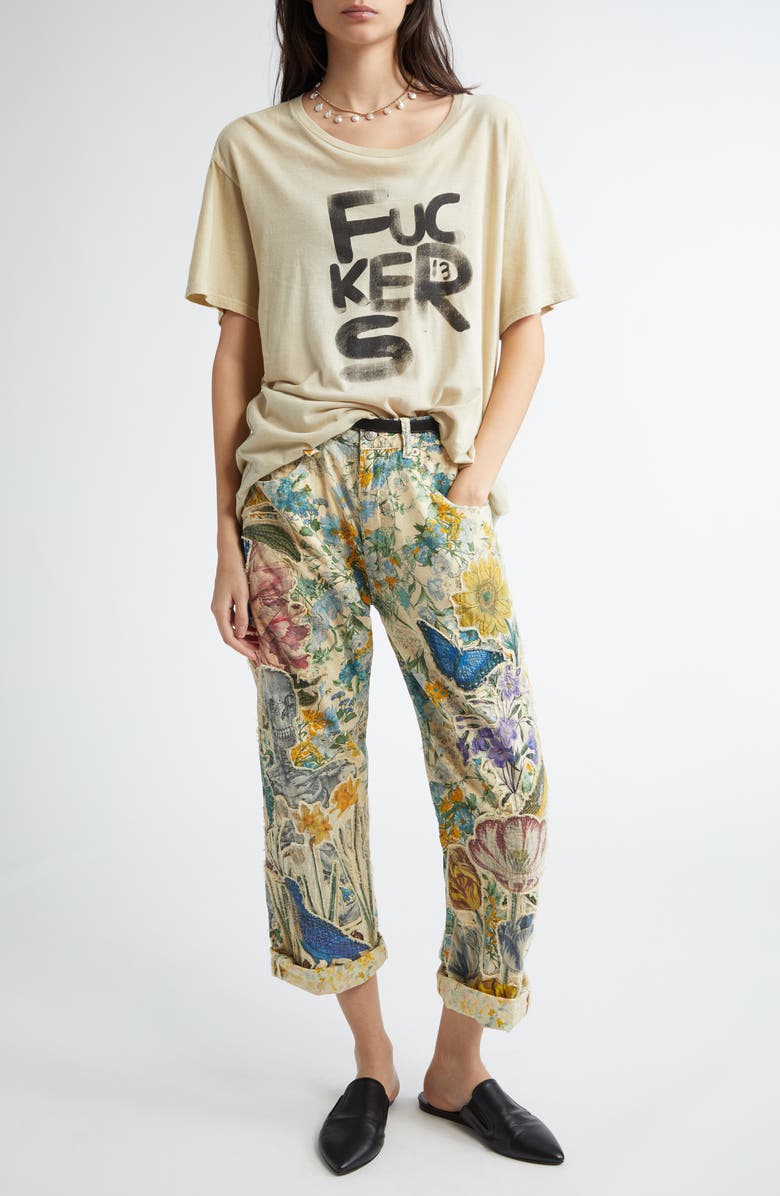 R13 Floral Appliqué X-Boyfriend Pants, Alternate, color, 