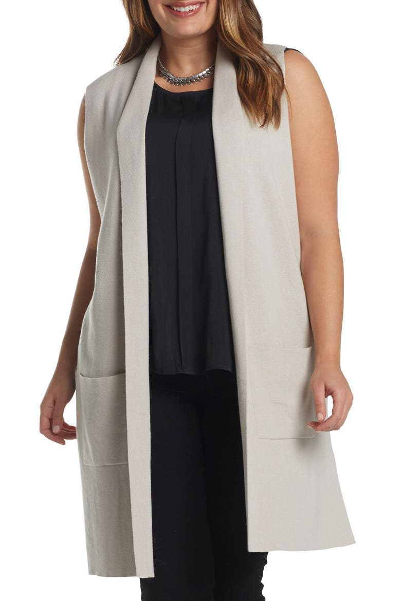 Melva Cotton & Cashmere Open Front Sweater Vest, Main, color, LIGHT TAN