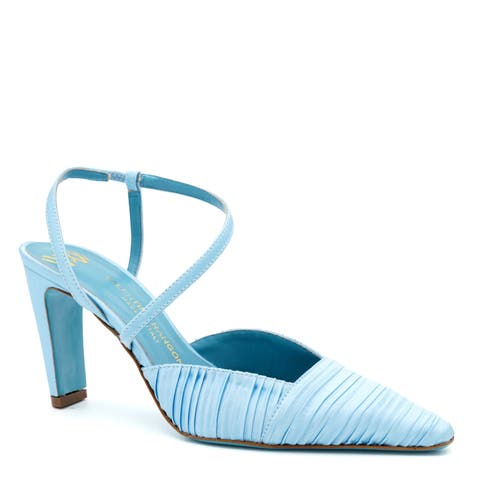 Valentina Rangoni Fidia Ankel Strap Pump In Celeste Plisse