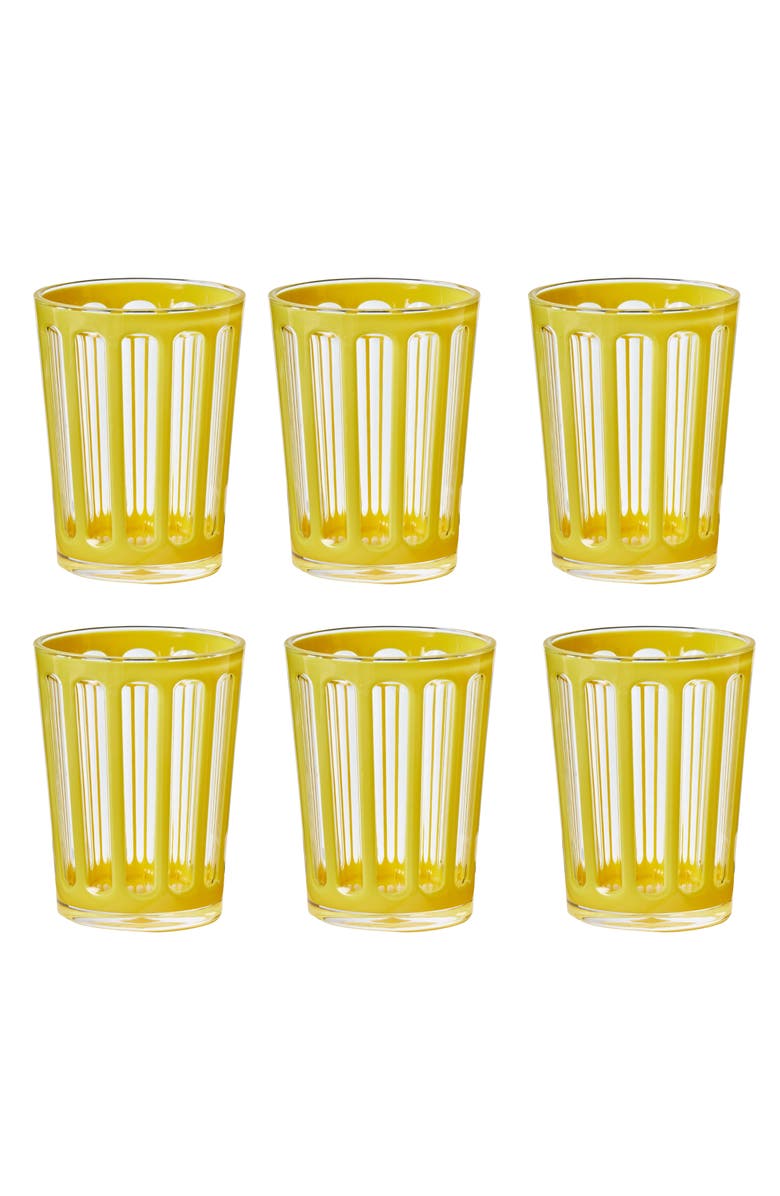 tag Villa Yellow Acrylic Double Old Fashion Drinkware Set of 6, Main, color, Yellow