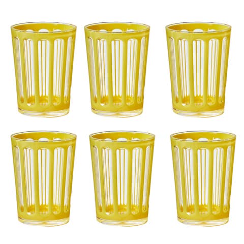 Villa Yellow Acrylic Double Old Fashion Drinkware Set of 6
