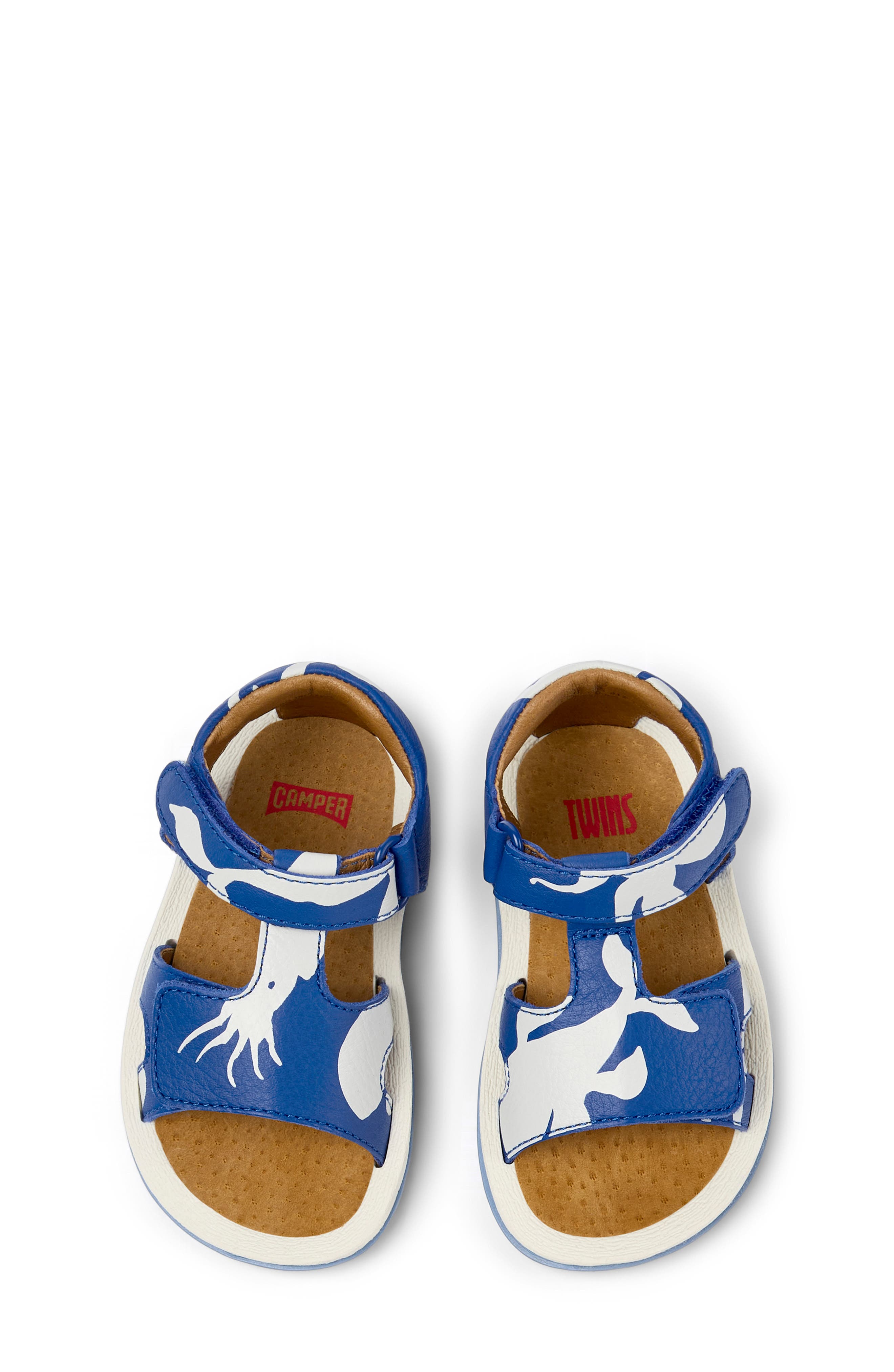Camper Kids' Ankle Strap Leather Sandal, Alternate, color, Multi - Blue