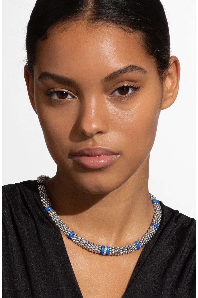 Blue Caviar Diamond Station Necklace, Alternate, color, ULTRAMARINE