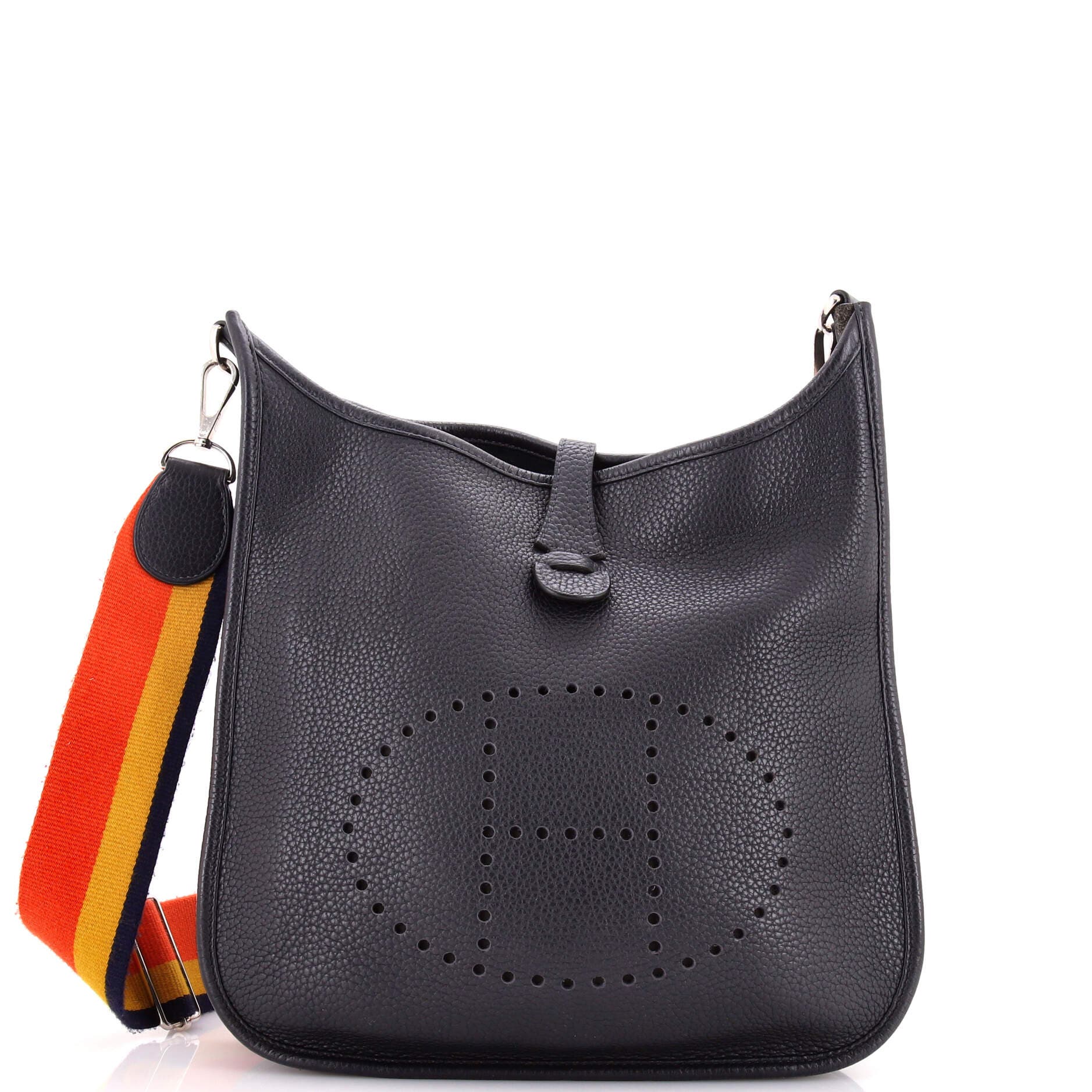 Pre-Owned Hermes Evelyne Bag Gen III Clemence PM, Main, color, Bleu Indigo