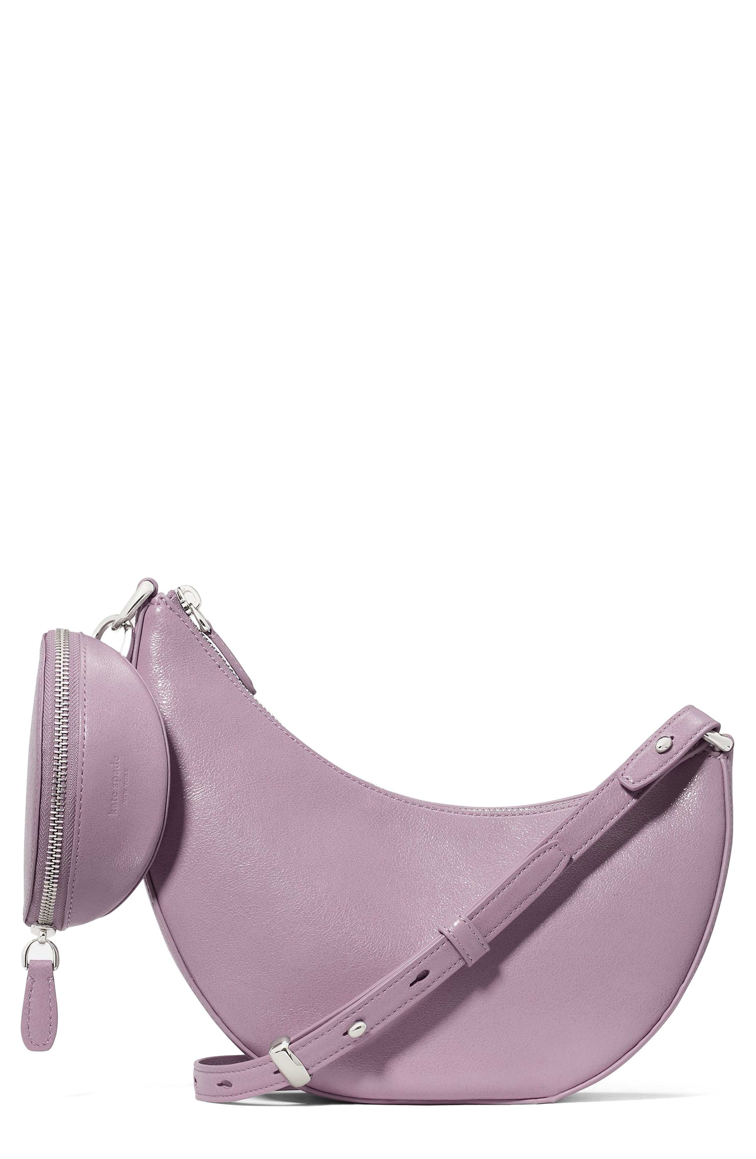 Kate Spade New York duo glazed leather crossbody bag, Main, color, Market Purple