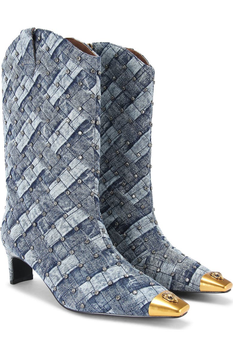 Kurt Geiger London Regent Crystal Embellished Cap Toe Boot, Alternate, color, Navy