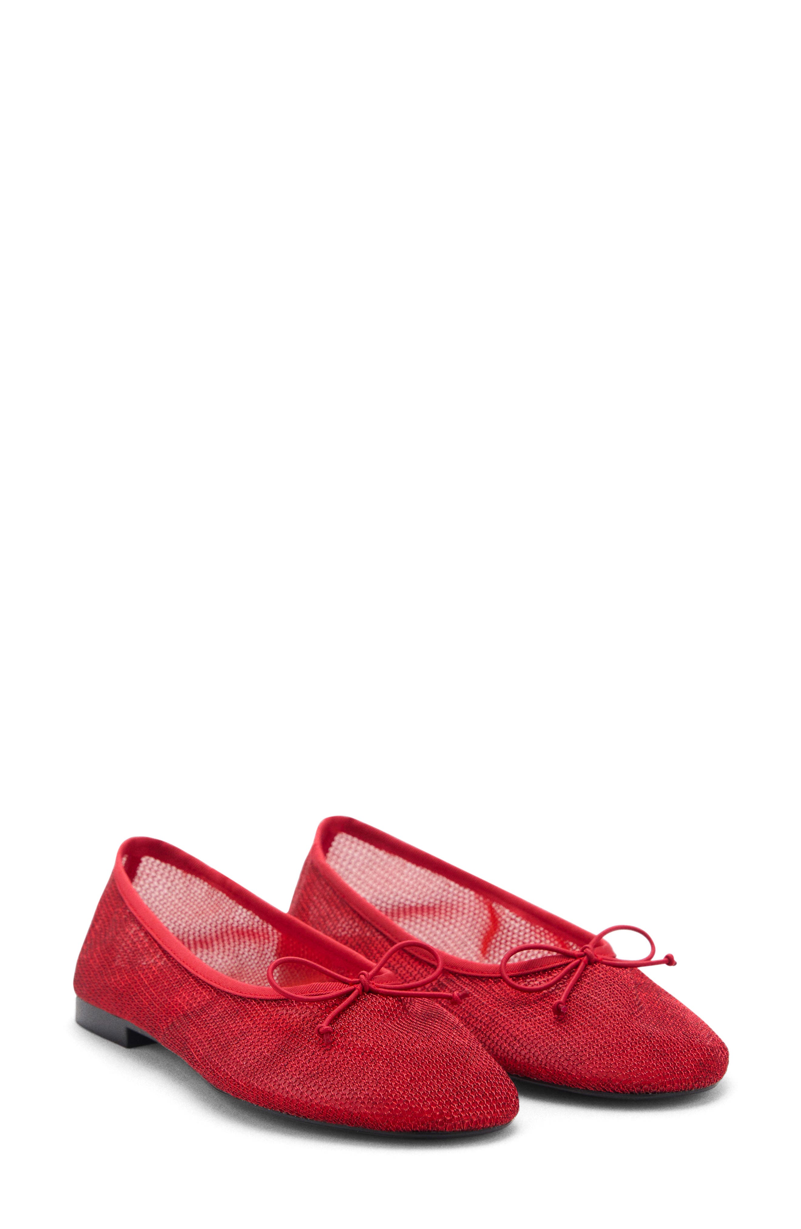 MANGO Mesh Ballerina Flat, Main, color, Red
