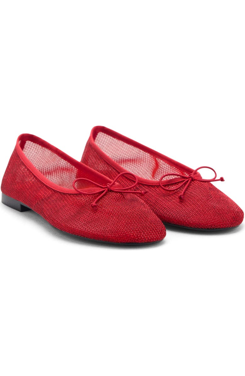 MANGO Mesh Ballerina Flat, Main, color, Red