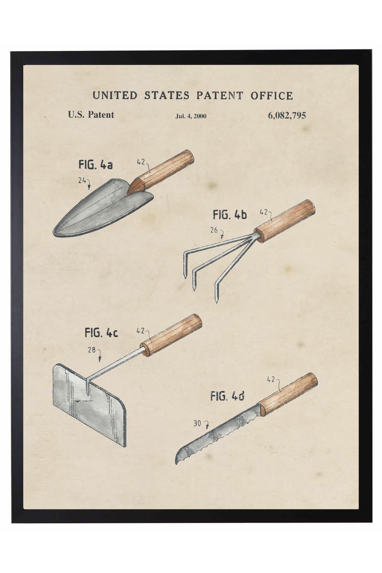 Garden Tools Patent in Black Frame, Main, color, No Color