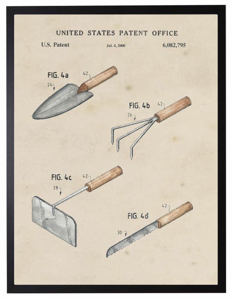 Garden Tools Patent in Black Frame