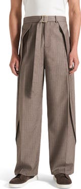 Manière De Voir Charles Wide Fit Wrap Leg Pinstripe Tailored Trousers