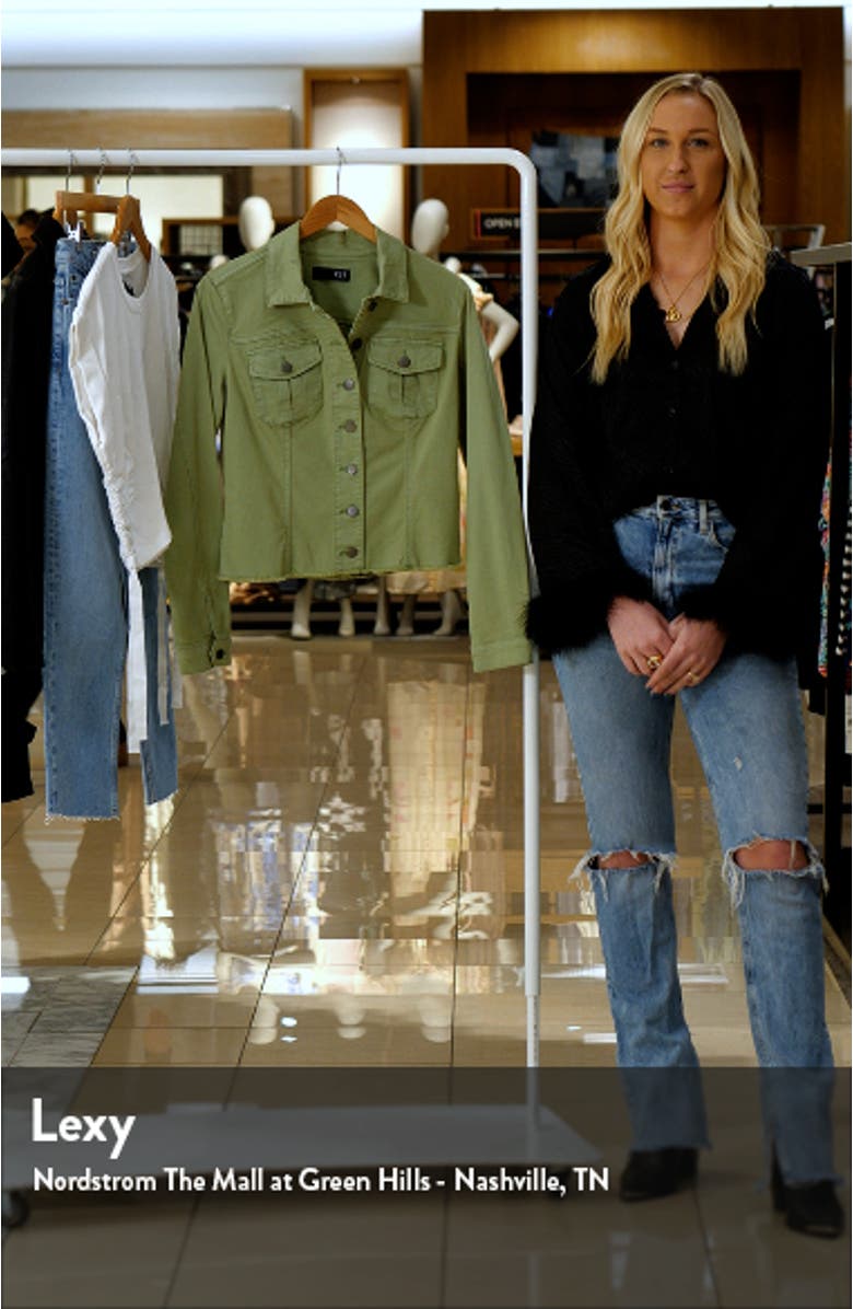 Julia Frayed Crop Denim Trucker Jacket, sales video thumbnail