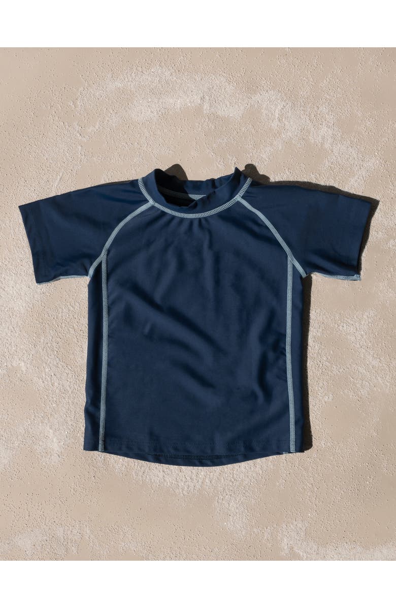 Leveret Kids Short Sleeve Rash Guard, UPF 50+ Swim Shirt, Alternate, color, Navy