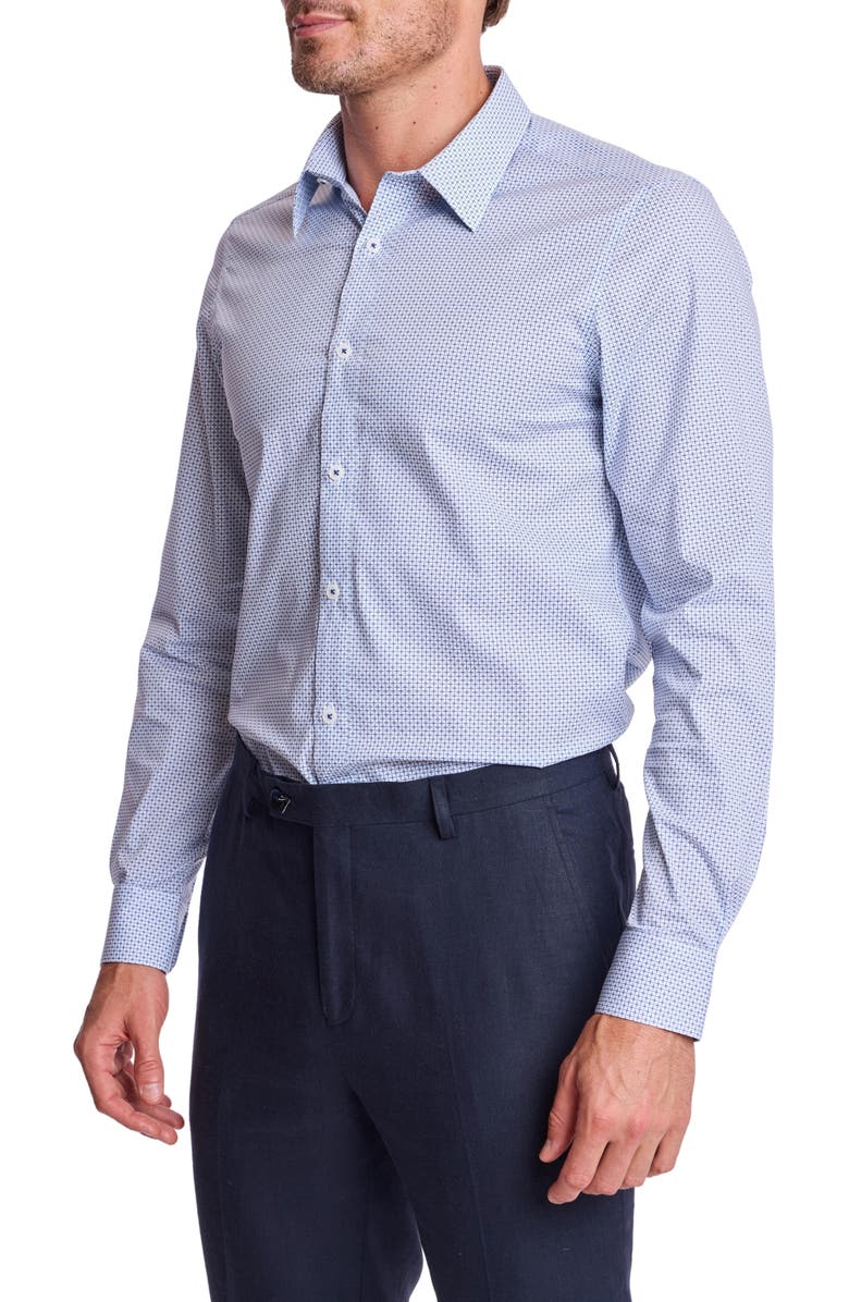 PAISLEY & GRAY Trim Fit Stretch Cotton Button-Up Shirt, Alternate, color, Blue White Xs