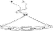 Haus of Brilliance .925 Sterling Silver 1/10 Cttw Diamond Paperclip Link Adjustable Bolo Bracelet