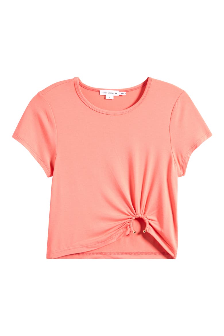 Metal Ring Jersey Crop Top, Alternate, color, CORAL002