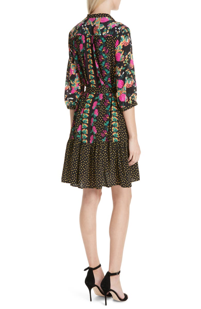 SALONI Tyra Print Silk Fit & Flare Dress, Alternate, color, 