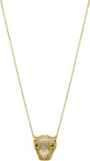 Adornia 14K Gold Plated Sterling Silver Cubic Zirconia Jaguar Pendant Necklace